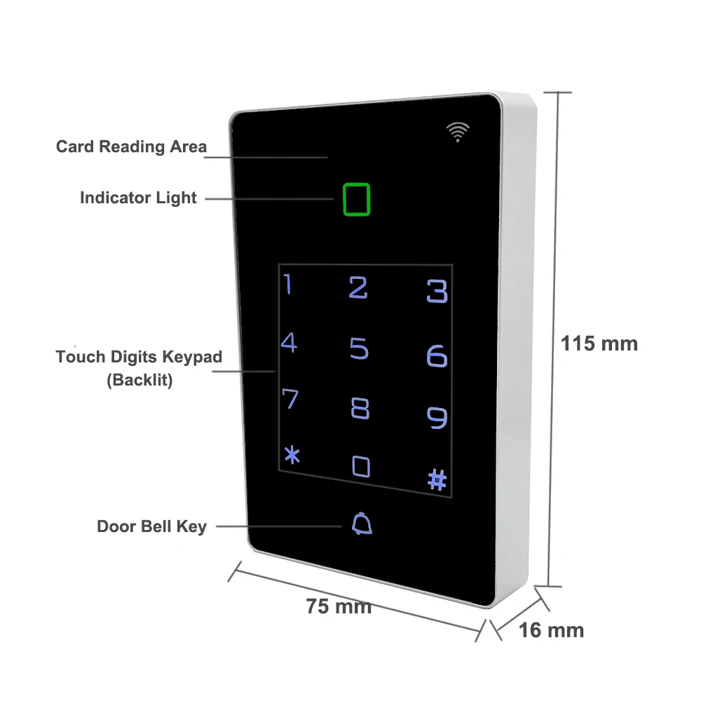 Imagem -02 - Tuya Sistema à Prova d Água Wifi Acesso Controle Teclado Touch Cartão ic Out Door Lock 125khz Rfid 13.56mhz Wg26 Saída de Entrada