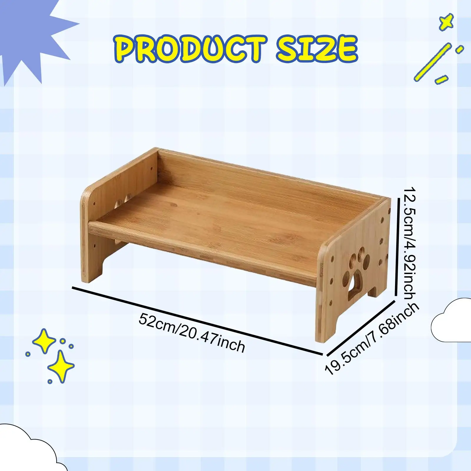 Raised Dog Bowl Stand for Double Bowls Bamboo Elevated Pet Food Holder Splash Guard for Feeding Dogs view 4