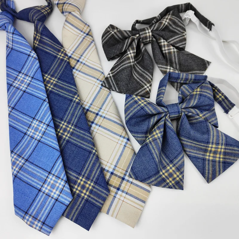 

JK Fashion Girls Adjustable Plaid Striped Necktie and Bow Ties Japan Korea School Women Uniform Anime Bowknot Ties