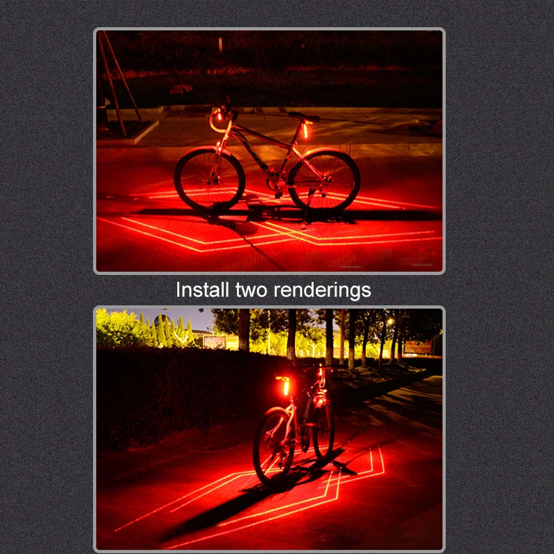 2PCS Riding Front Rear Light Mountain Road MTB Bicycle Cycling Lamp USB Rechargeable 500mAh Bike Laser Safety Warning Taillight