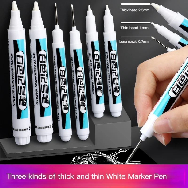 

1/3/4Pcs White Permanent Paint Pen set for Wood Rock Plastic Leather Glass Stone Metal Canvas Ceramic Deep Hole Marker 0.7mm