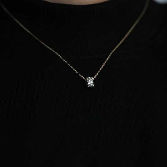 ITSMOS s925 Sterling Silver 14K Gold-plated Necklace Zirconium Diamond Transfer Bead Necklace Chain Everyday Pendant for women