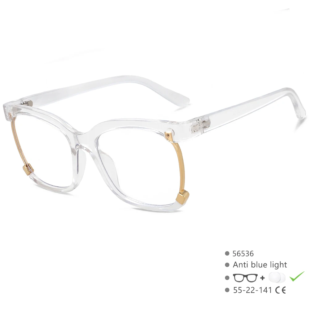 56536 Mode Frauen Marke Gläser Augenschutz Gläser Rahmen Quadrat Anti Blaues Licht Retro Transparent Mode Brillen