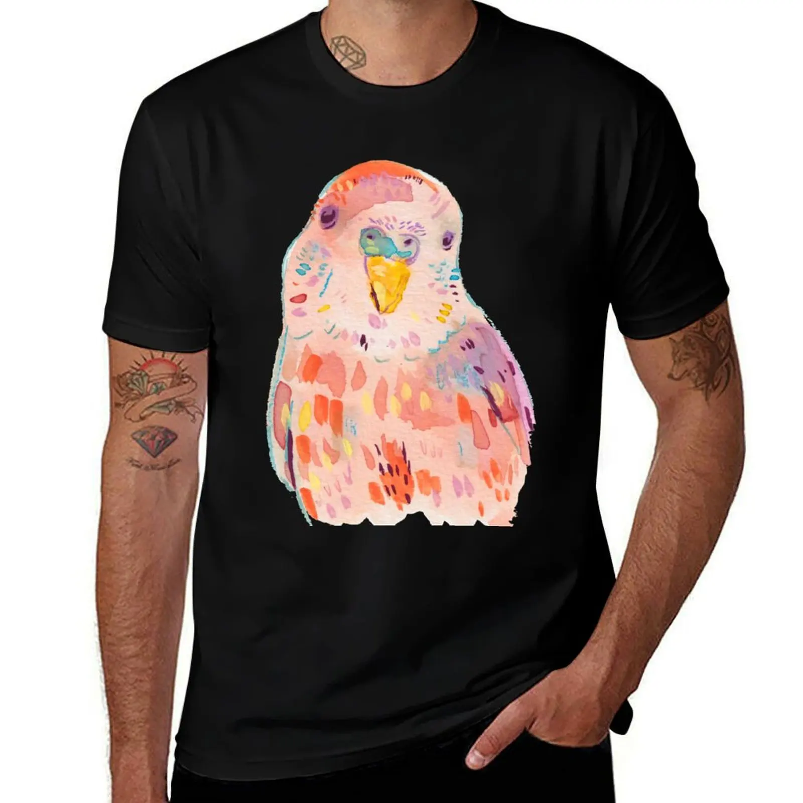 

Cute Pink Budgerigar T-Shirt designer shirts new gifts and t-shirts cotton graphic tees Men's clothing