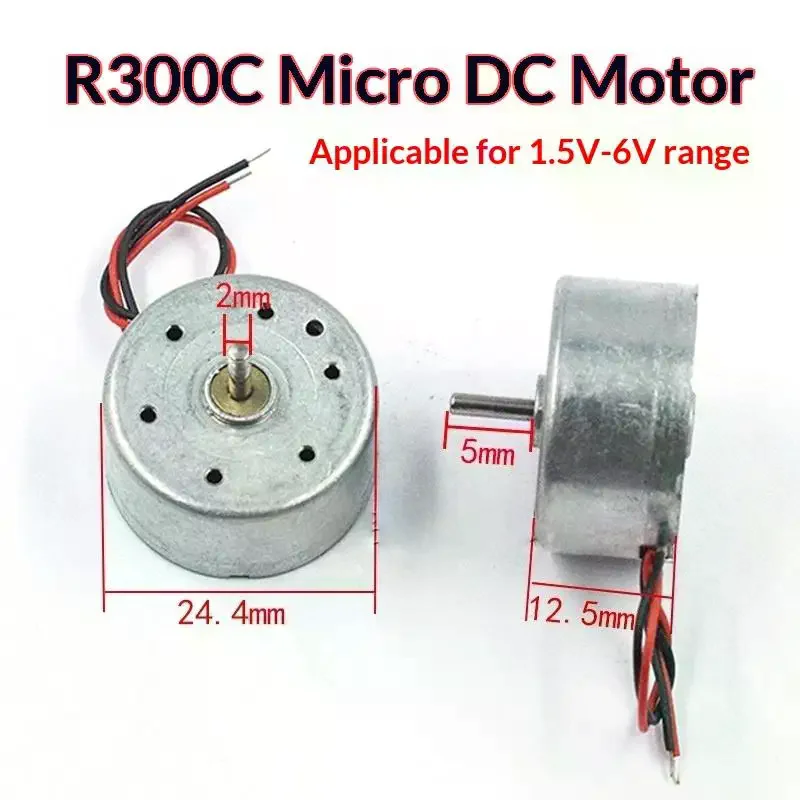 1/3/5Pcs R300C Micro DC Motor 1.5-6V High Speed Mini Electric Motor with Wire for School STEM Education Projects