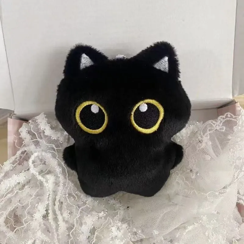 NEW Cute Black Cat Plush Toy Doll Small Keychain Cuddly Pillow Cushion Ins Black Cat Plush Toy Doll Birthday Gifts