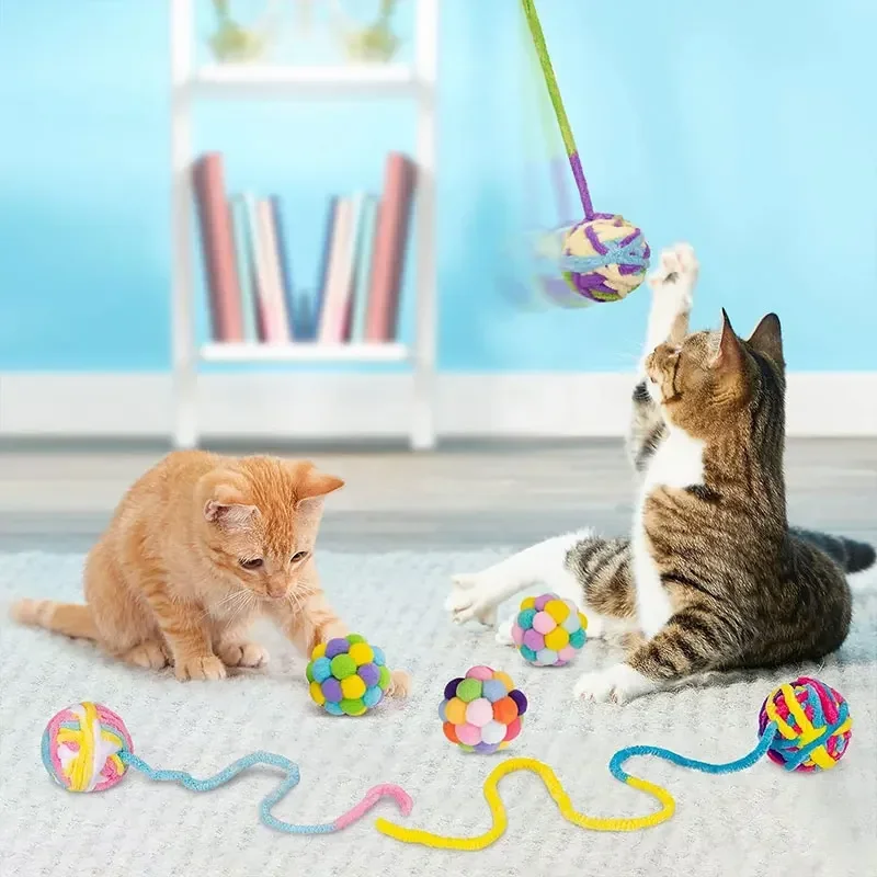 Bolas de brinquedo de pelúcia com sinos para gato, Bola interativa, Brinquedos mastigáveis interiores