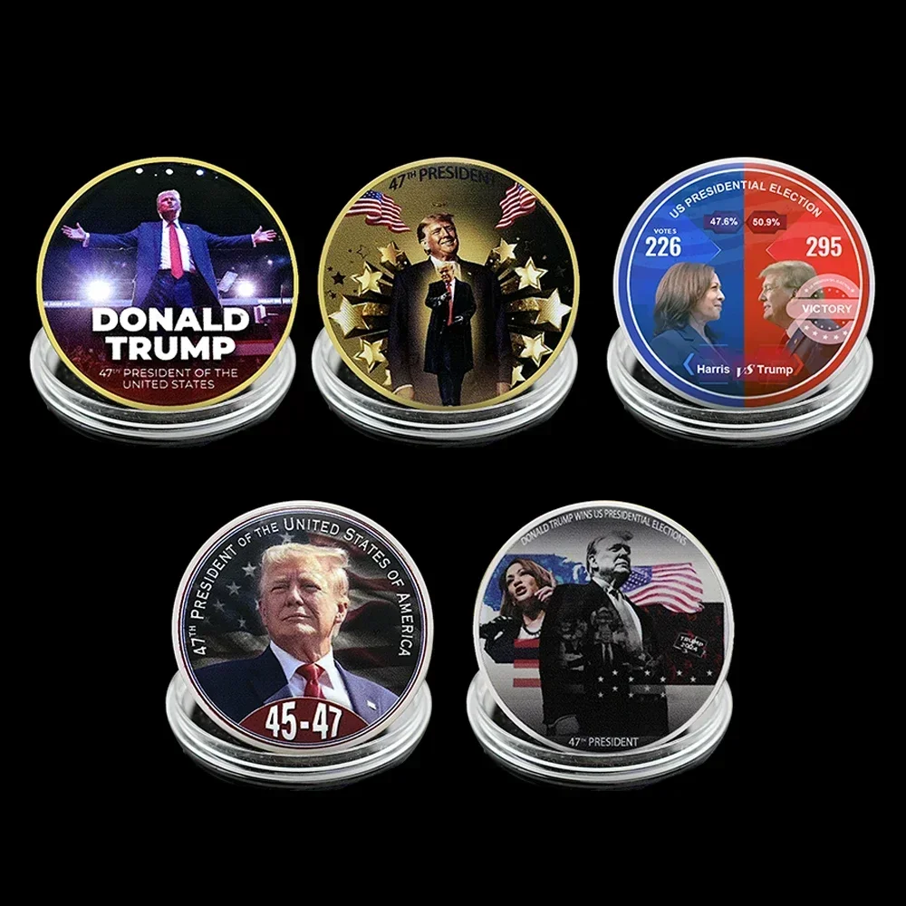 

Gold/Silver Plated Donald Trump Commemorative Coin 2025 45-47th US President Election Victory Collectibles Art Souvenir