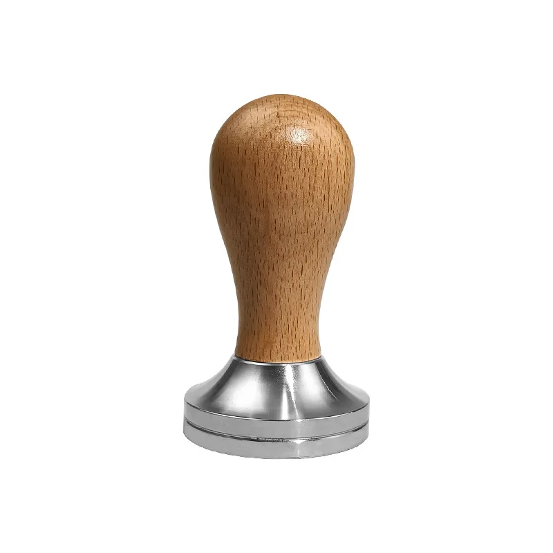 Coffee tamper 51/53/58.5mm wooden handle powder press 304 stainless steel threaded bottom solid powder press tamper