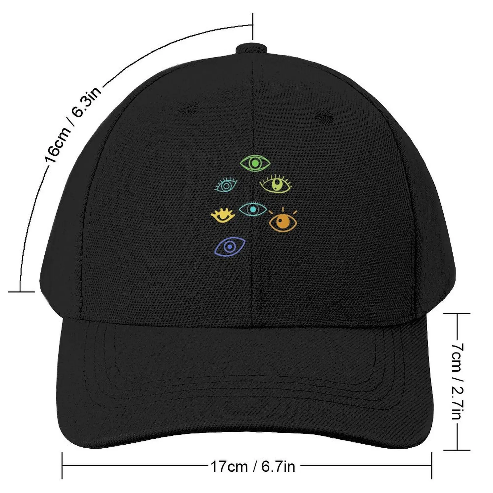 green and Blue and yellow Eyes watching you spooky Mask Baseball Cap beach hat Fishing cap cute tea Hat Women's Hats Men's