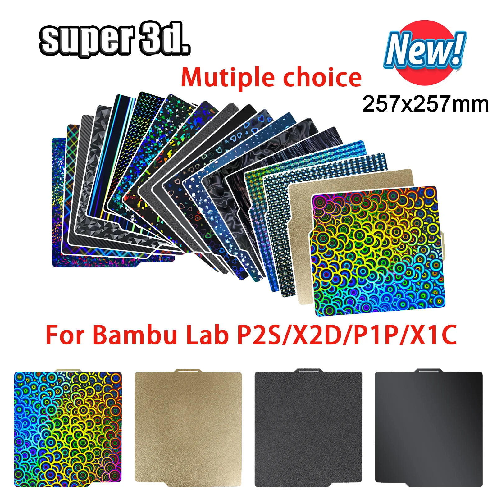 257x257 Druckplatte für Bambu Lab X1 P1P A1 PEI-Platte PEO Glatt X1C PET Carbon-Platte PEI Bambu Lab X1C Bambulabs P1S A1 Platte