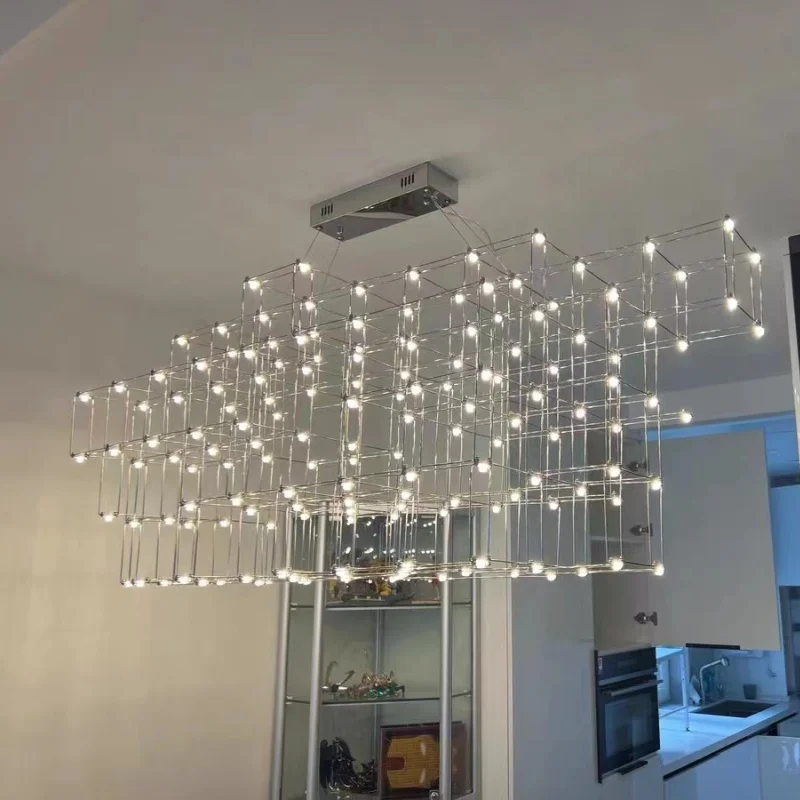 Nordic Restaurant Pendant Light Modern Simple Led Starry Sky Atmospheric Luxurious Creative Straight Strip Light
