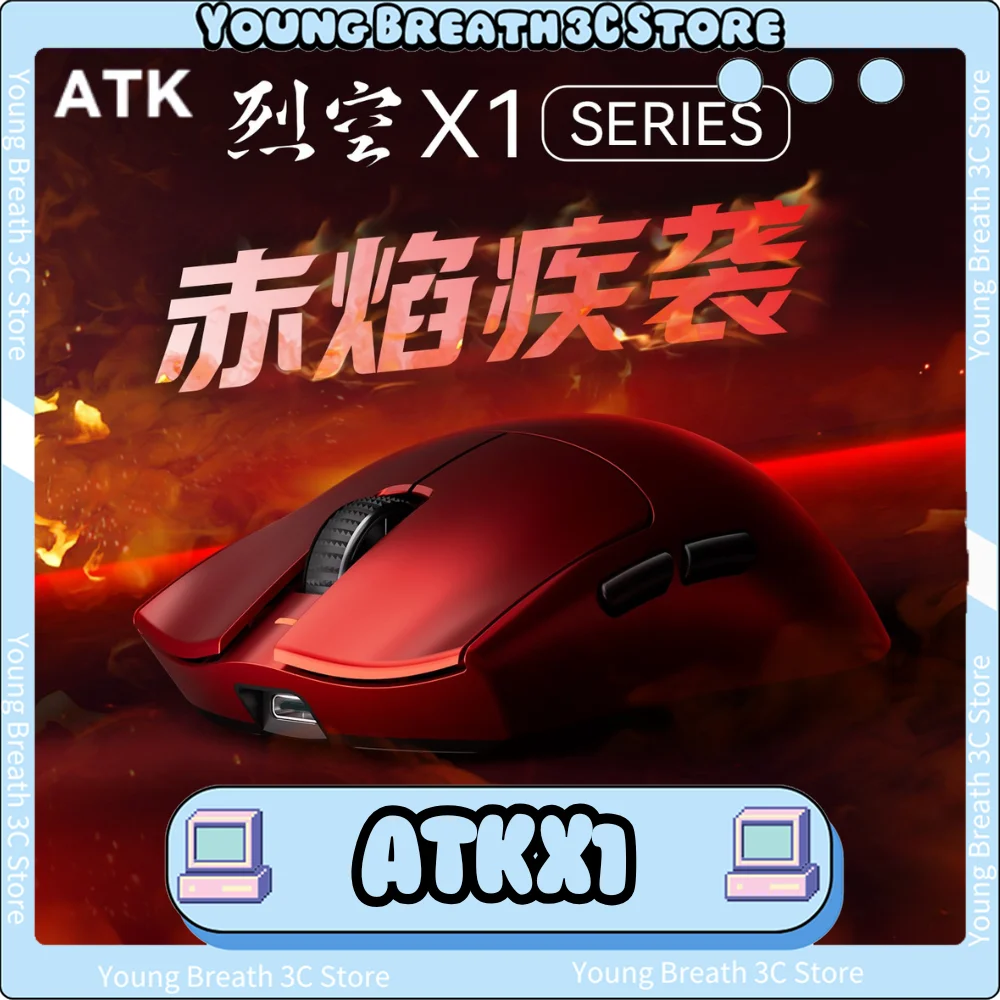 

ATK X1 Mouse Tri Mode Wireless Mouse Paw3950 Paw3395 2 Mode 8000Hz Lightweight Gaming Mice PC Accessories For FPS Gamer Custom