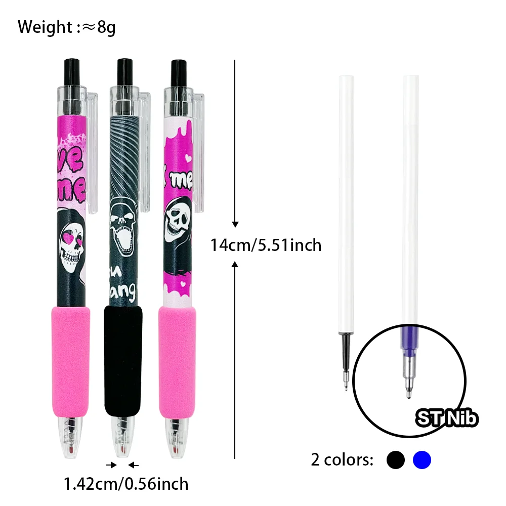 3Pcs Funny Skeleton Gel Pen Quick-drying Ink 0.5 Mm Ultra-fine ST Nib,Writing Diary, Taking Notes, School Office