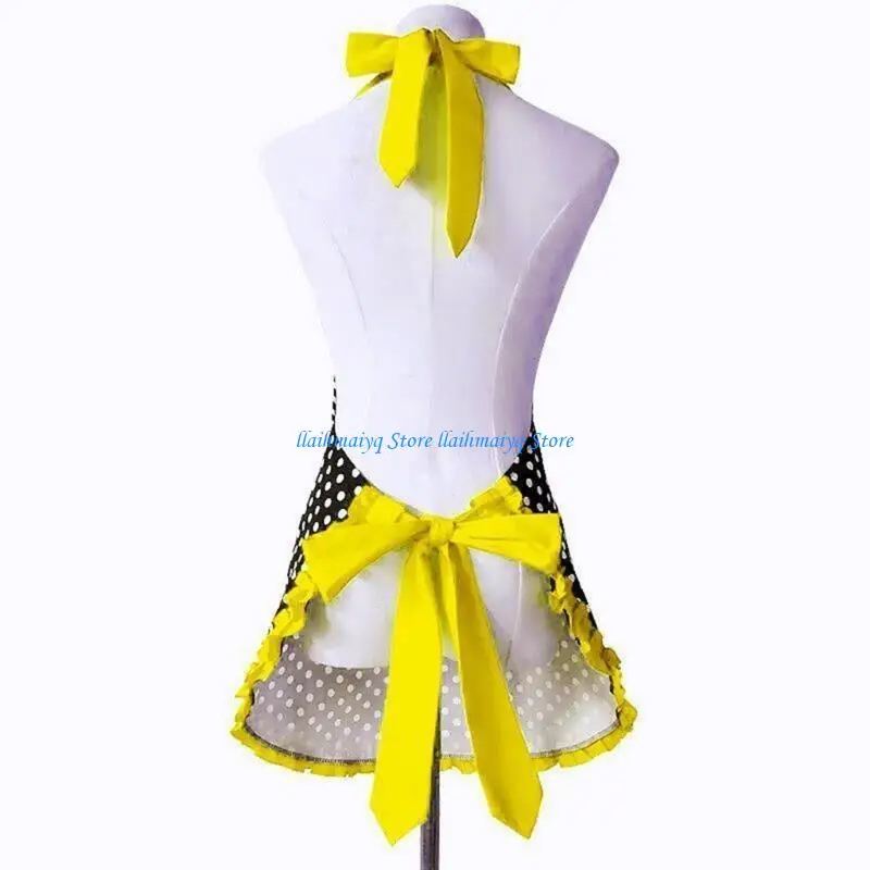

573B Women's Cake Apron Fashion Bowknot Apron for Women Girls Retro Kitchen Cooking Apron with Pockets Mother's day Gifts