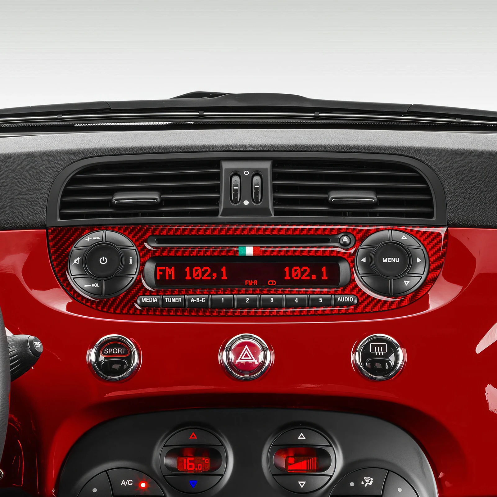 For Fiat Abarth 500 500C 500e 595 595C 695 695C Car Center Console Radio With CD Player Panel Carbon Fiber Interior Stickers view 5