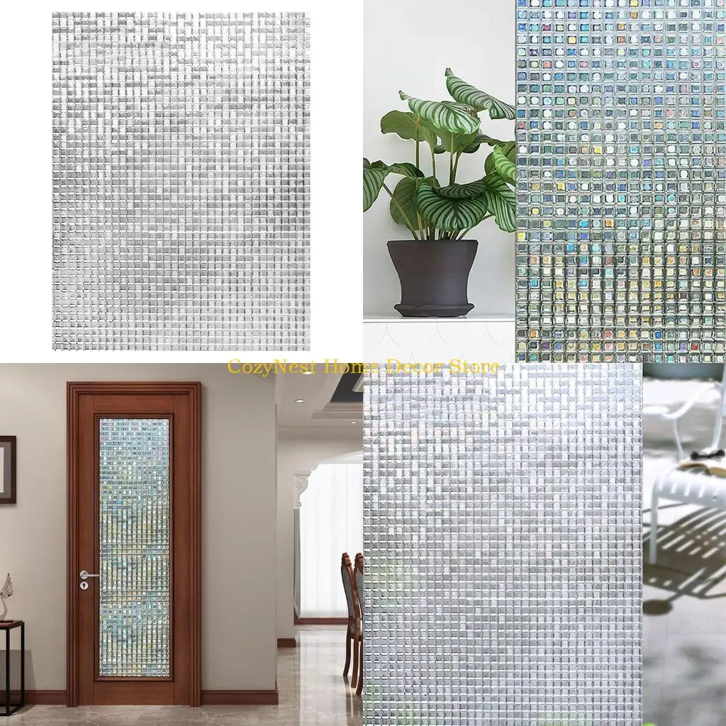 92MF Static Decorative Privacy Window Glass Film Sticker Stained Anti UV Self-adh
