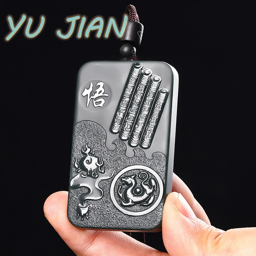 جديد Hetian الأخضر الجاديت عالية الجودة المعلقات الطبيعية حبات اليشم الحقيقي سلسلة قلادة قلادة العلامة التجارية محظوظ الرجال النساء غرامة مجوهرات #1