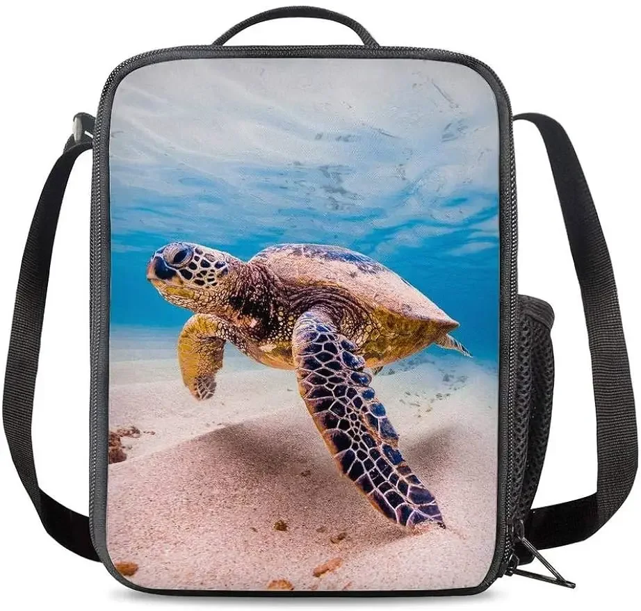 

Turtle Insulated Lunch Bag for School Work Office Picnic Ocean Hawaii Tote Containers for Adults and Kids Compact Reusable