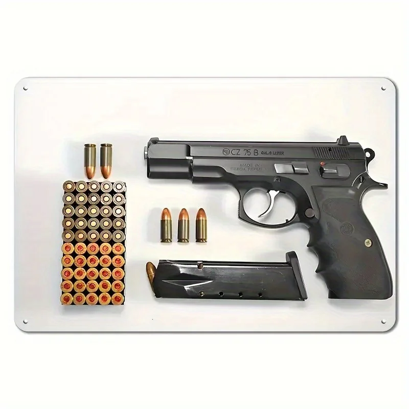 

Пистолет CZ 75, железный настенный декор, 12X8 дюймов, эффект потертой краски, предварительно просверленный, для легкого подвешивания, подходит для гостиной гаражей