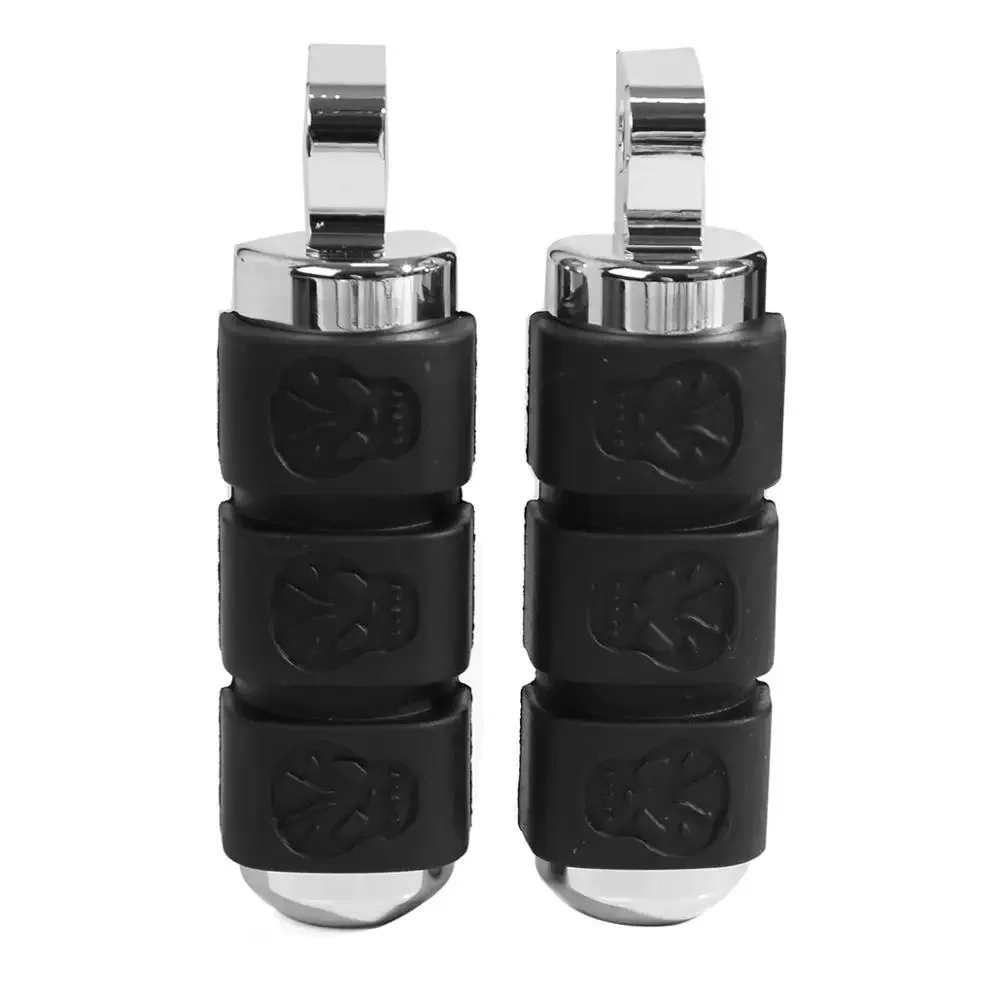 Chrome Skull Style Billet Aluminum&Rubber Footpegs For Harley Sportster 883N XL Dyna Softail