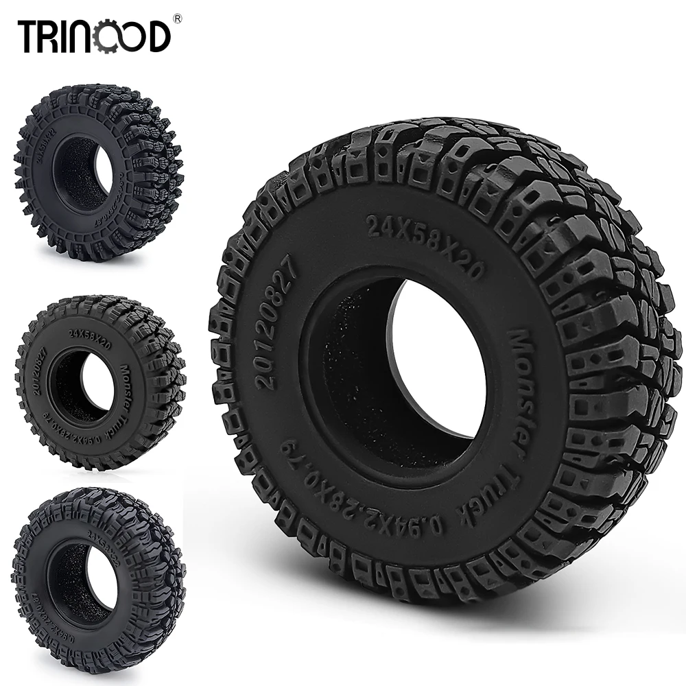 TRINOOD 4 szt. Miękkie gumowe opony terenowe do błota do samochodów RC Crawler 1/18 TRX4-M, części do tuningu kół