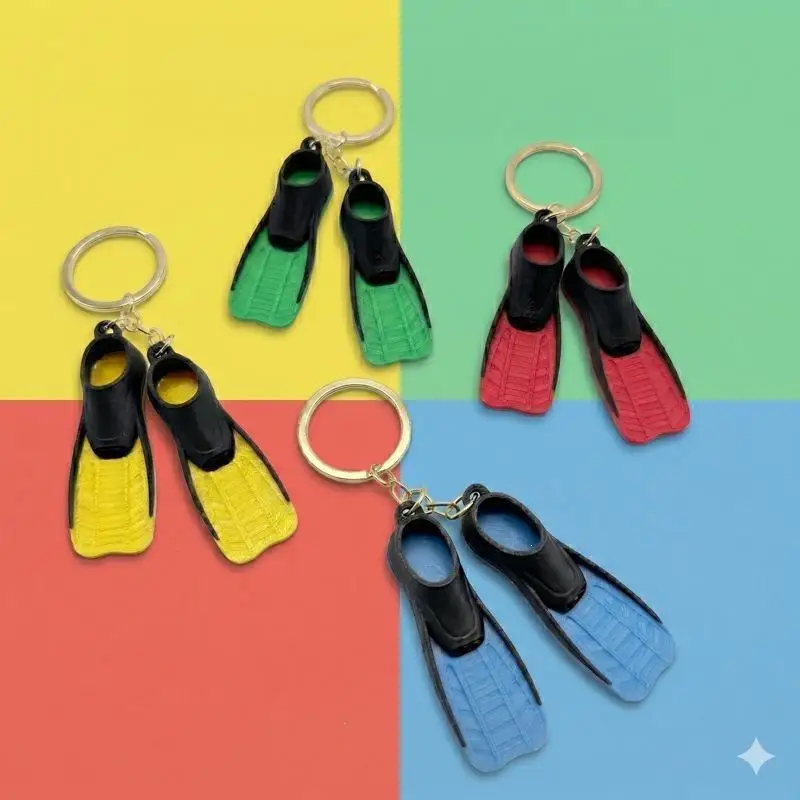 1 Stück 3D-gedruckter Mini-Tauchflossen-Schlüsselanhänger, Taucher-Geschenk, origineller Sommer-Strand-Schwimm-Anhänger für Taschen – Detail 7