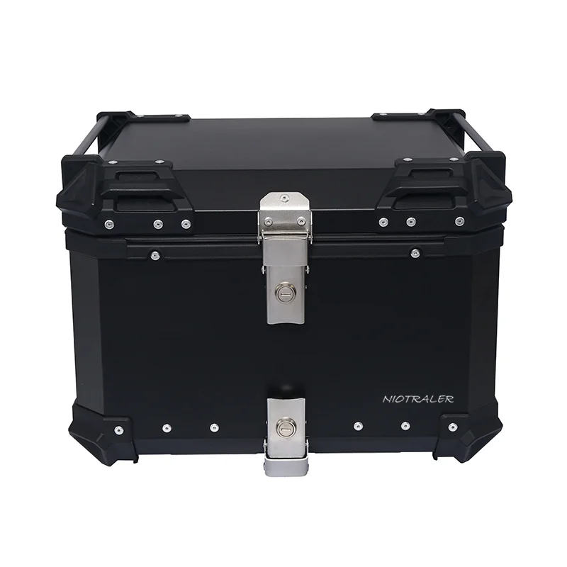 55L Motorcycle Tail Box Helmet Box Universal Aluminium Top Box Tail Rear Luggage Tool Cases Luggage Trunk Large Capacity