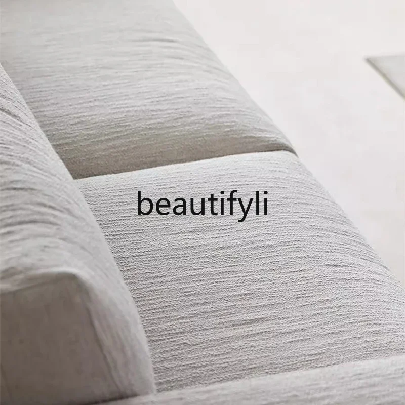 

zqqqqItalian minimalist living room three-person fabric sofa 2024 new removable and washable cream wind straight row clouds