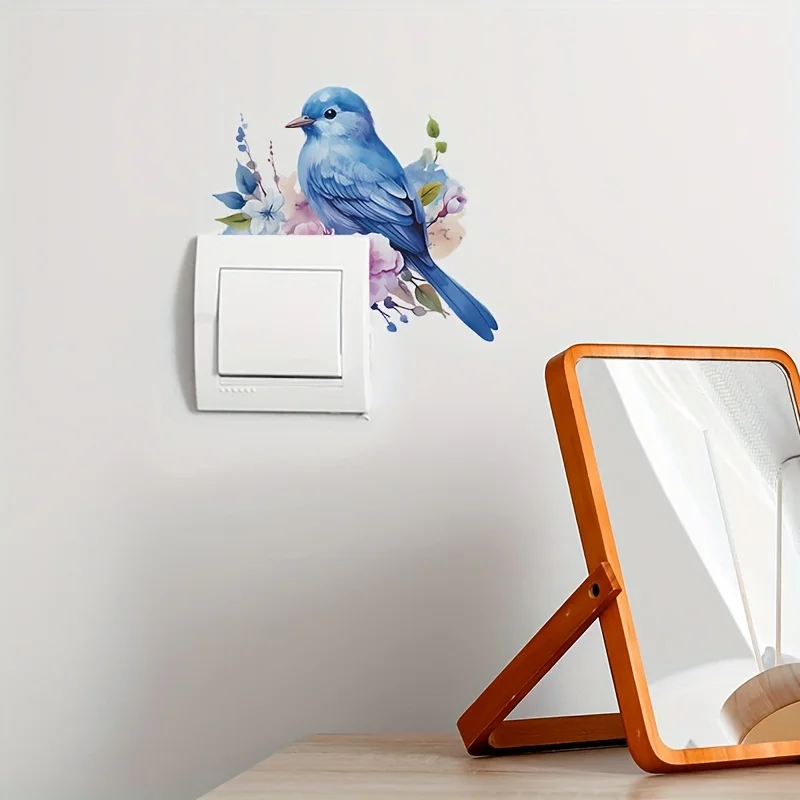 Bird Flower Switch Stickers Not Fade Living Room Badroom Plants Animal Wall Stickers Removable Vinyl Decals DIY Home Decoration