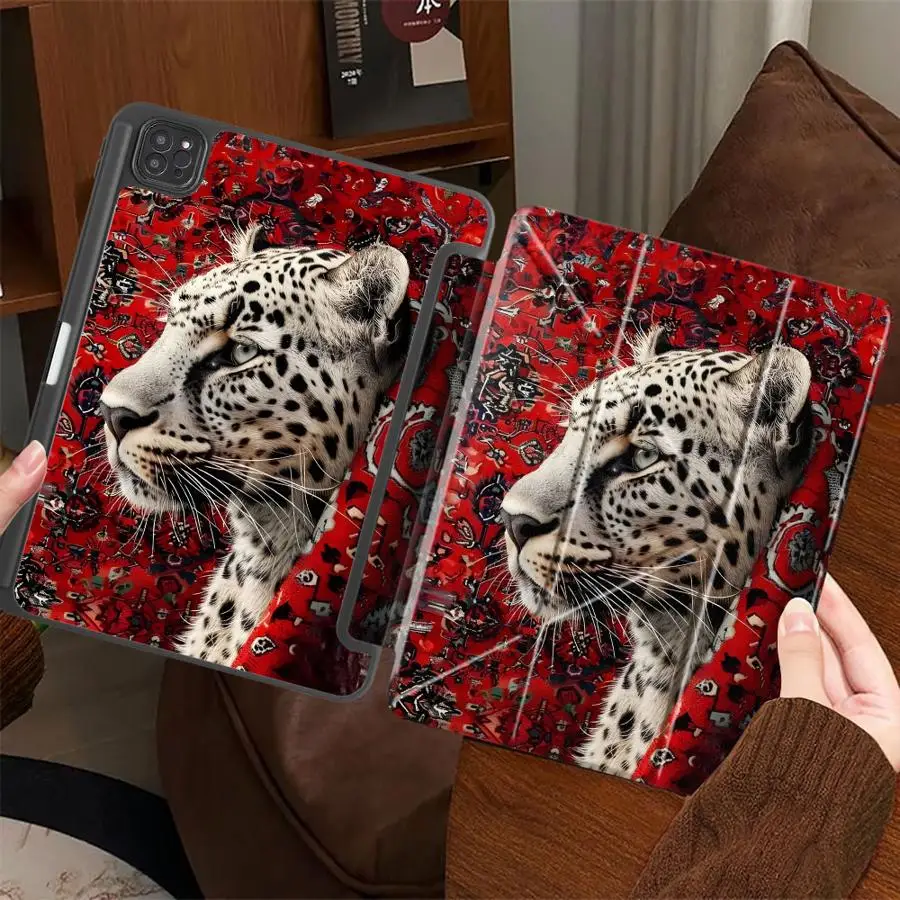

Animal Leopard Horse Holder Cover Tablet Case For iPad Pro 2025 Pro 11th 10th 9th 8th 7th 12.9inch Mini 6 7 Air 4 5 M3 M2 M4