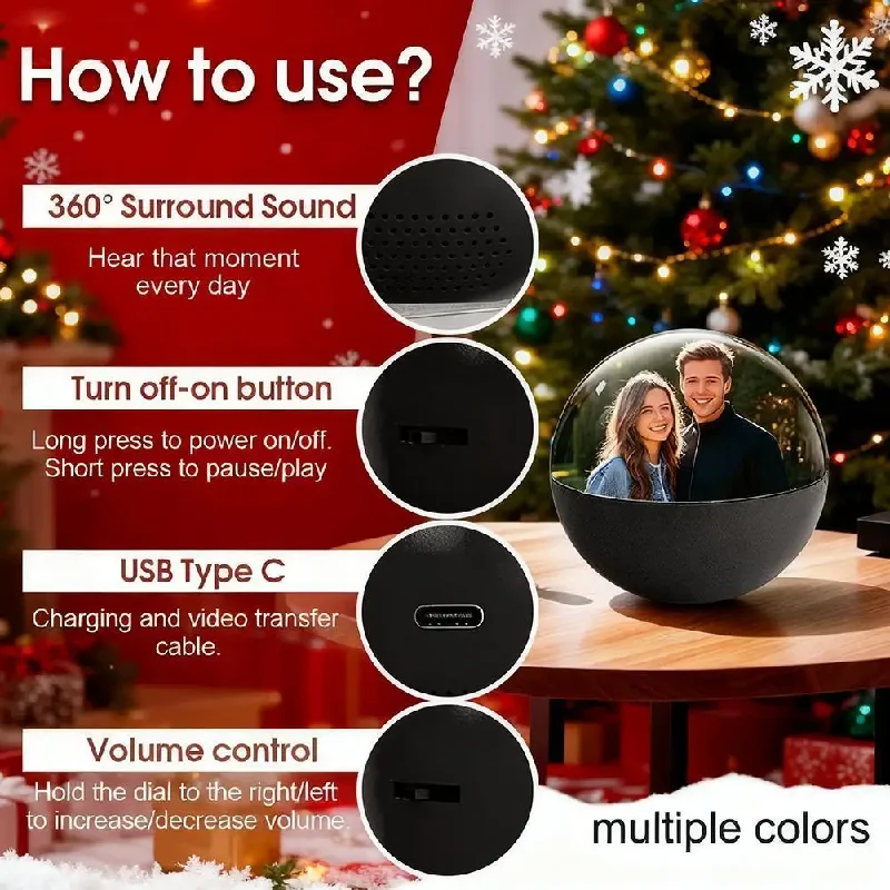 3D Crystal Ball Video Player Audio Video Display Electronic Ball Memory Ball Birthday Gift Souvenir For Family And Friends
