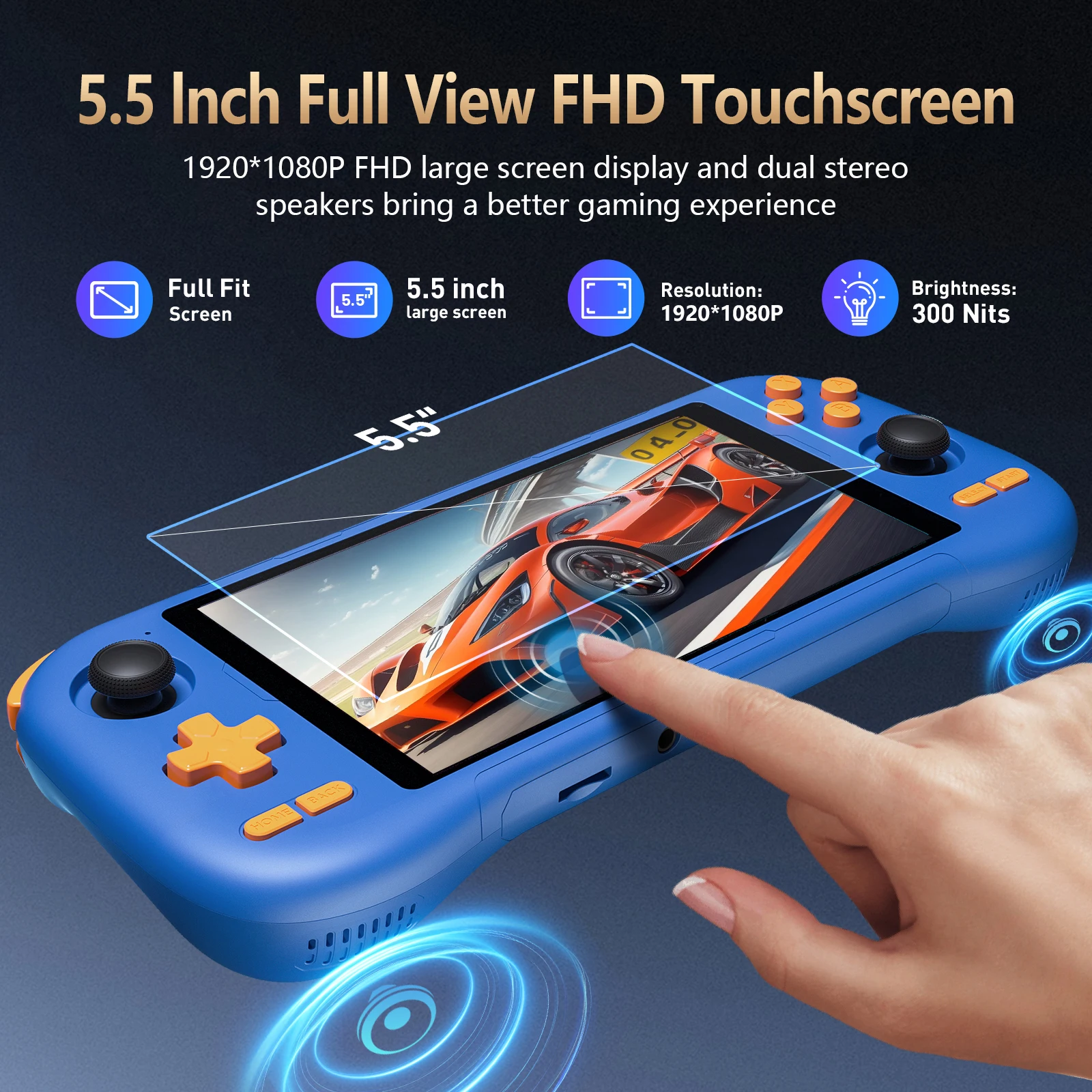 وحدة تحكم ألعاب محمولة K56 بشاشة لمس 5.5 بوصة مع 50 + محاكيات حتى 27000 + ألعاب ريترو لـ DC/MAME/SS/Arcade/3DS #1
