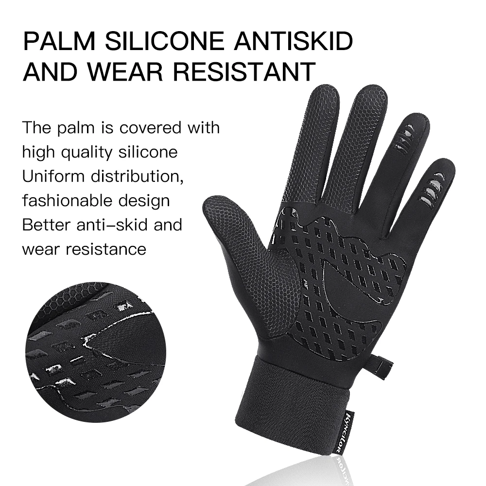 Wintersport Fietshandschoenen Windproof Siliconen Antislip Touchscreen Warme Handschoenen Voor Werk Zwart Mtb Sneeuwscooter Motorhandschoenen