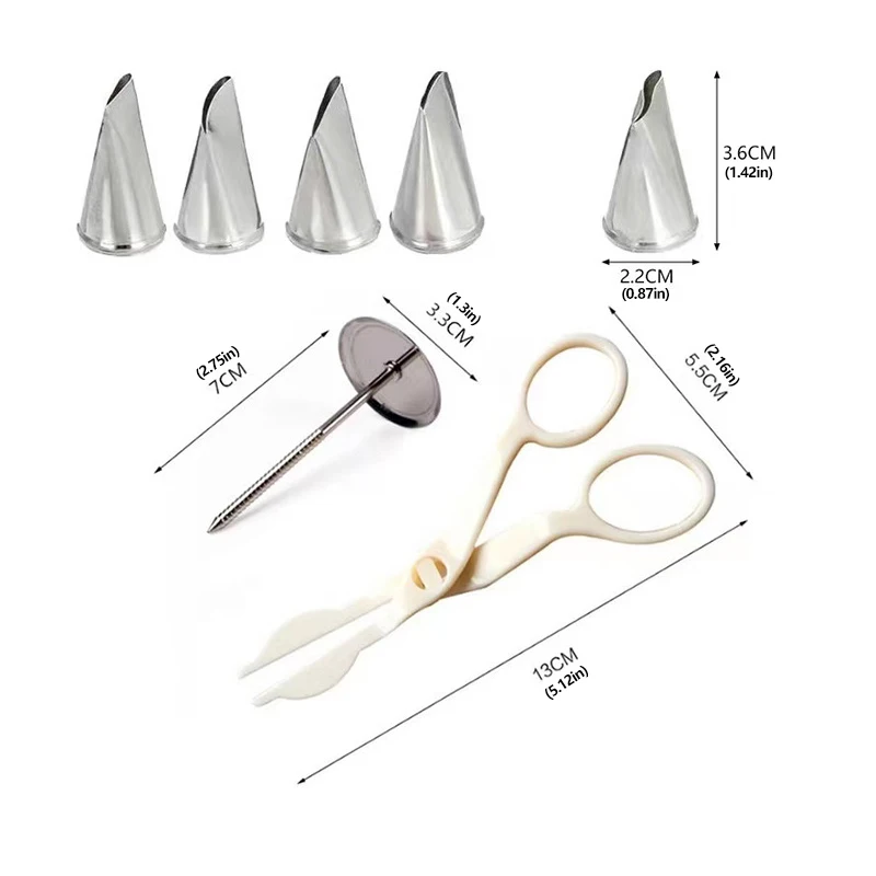 7 قطعة/المجموعة زهرة مقص + علبة كعكة + 5 قطعة الزنبق الورد فوهة مسمار ديكور رافع فندان كريم نقل الخبز المعجنات المطبخ