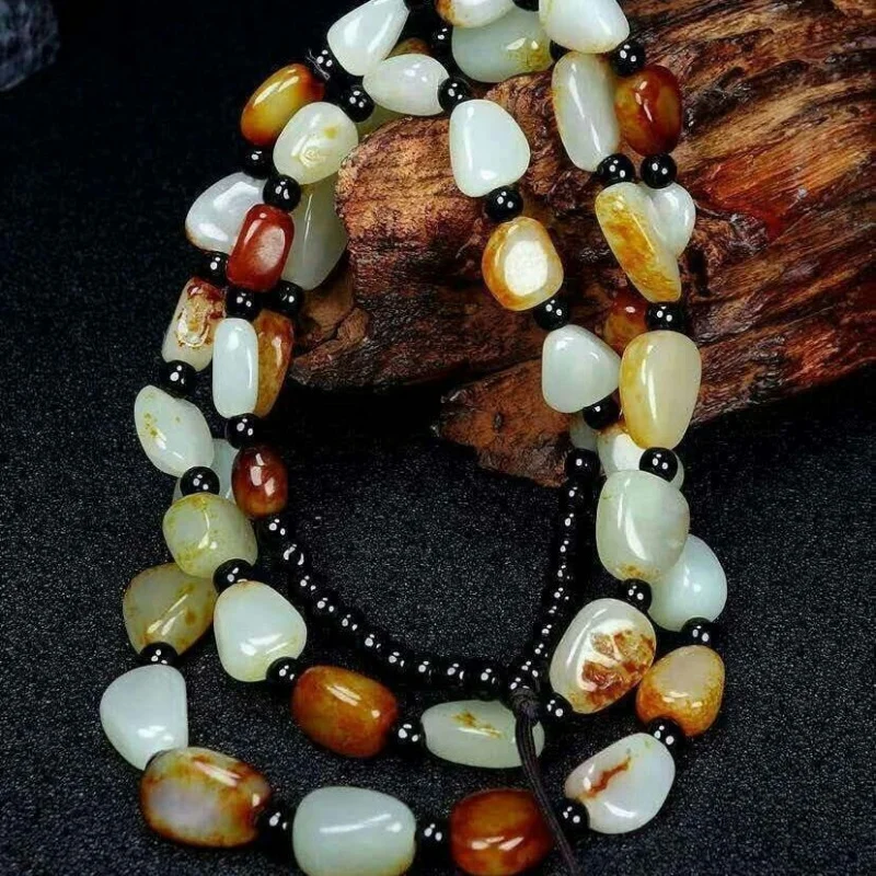 

Ожерелье Hotan, бусины, нефритовый кулон с подвесным шнурком, подходит как мужчинам, так и женщинам.