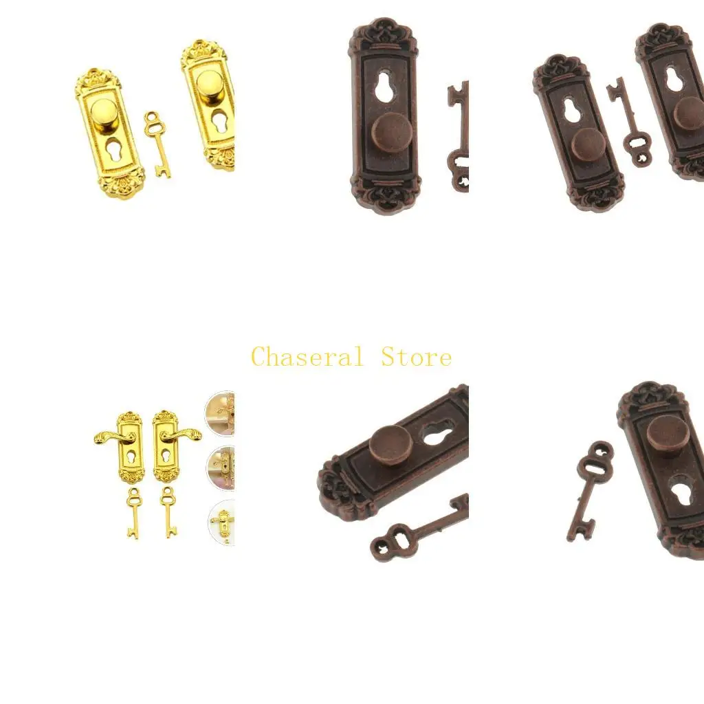 

E7CE 1/12 миниатюрный дверной замок и набор ключей для кукольных домиков, аксессуары для украшения кукольных домиков