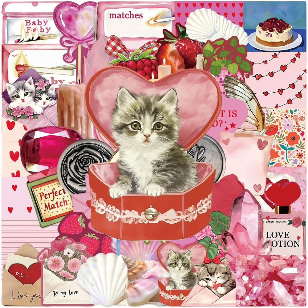 

10/30/50pcs Cute Retro Pink Y2K Girlhood Cartoon Stickers Aesthetic Graffiti Notebook Phone Case Laptop Decoration Sticker Decal