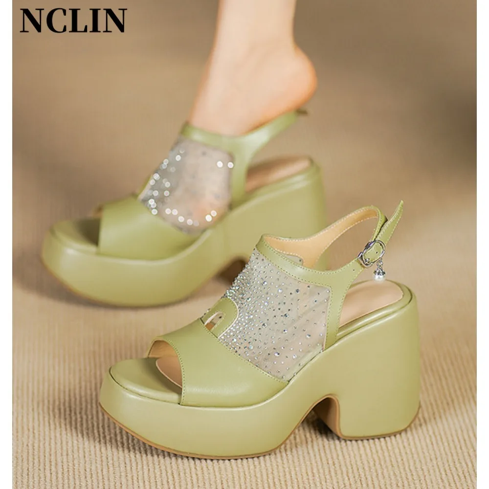 

Designer 2025 New Sexy Fashion Women's Sandals Summer Diamond Fish Mouth Platform High Heels Casual Sandals Womens Shoes