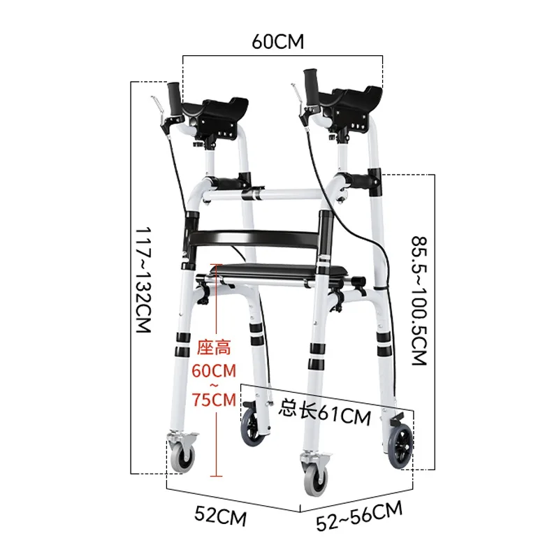 

walker with wheel with seat aluminum alloy four-legged crutches rehabilitation aid walker with arm drag walker