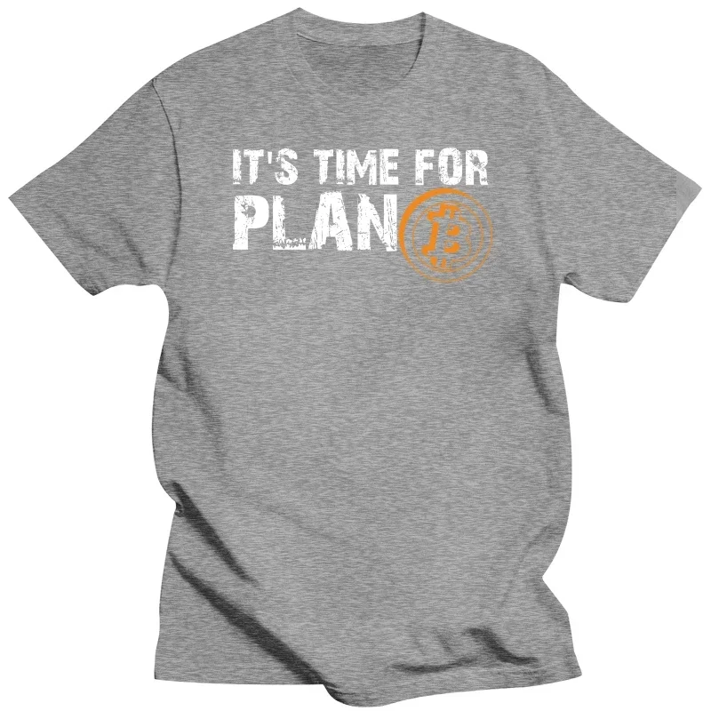 Vintage It\'s Time For Plan B Bitcoin T Shirt Men BTC Crypto Currency Tshirt Cryptocurrency Blockchain Geek Clothes T-Shirts