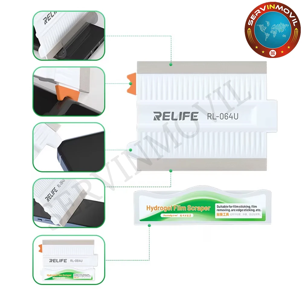 RELIFE RL-064U Multi-Function Film Scraper Tools for iPhone Samsung Mobile Phone LCD Screen Protector Film Sticking Tools