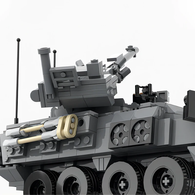 Military Light Armored Vehicle M1128 Mobile Gun System Technology Trucks MOC Building Blocks Model Kid\'s Bricks Toys Xmas Gifts