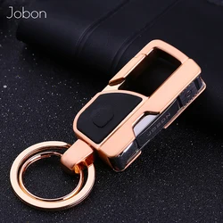 Jobon Men Key Chain Knife Tool Creative Folding Clipper Metal Car Keychains LED Lighting Key Rings Holder Best Gift High Quality