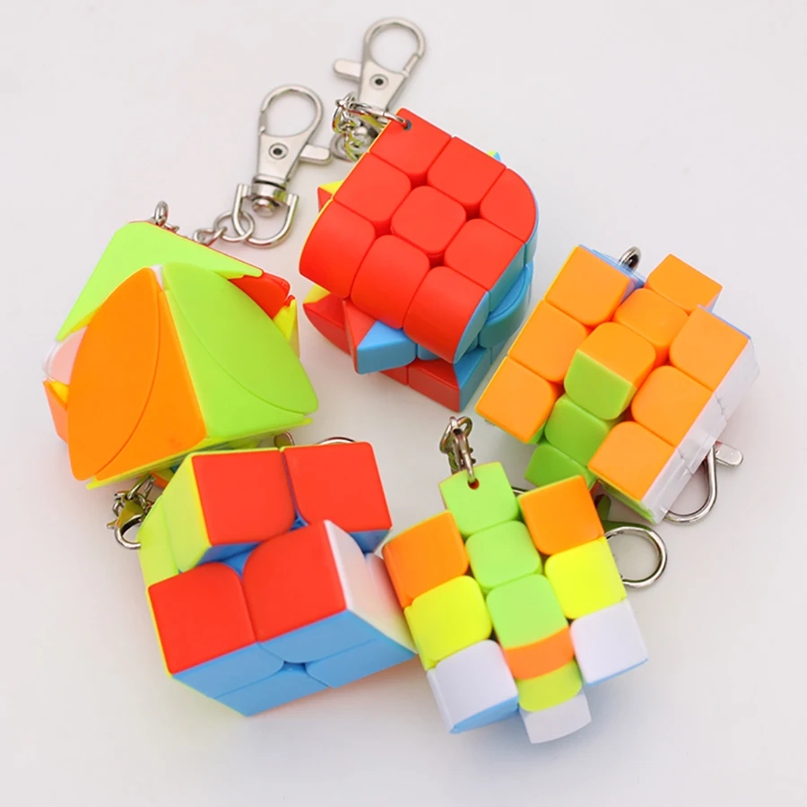 المكعب السحري 2x2 3x3 4x4 5x5 الهرم سلسلة مفاتيح صغيرة تخفيف التوتر لغز المهنية السلس سرعة لعبة لعبة أطفال هدية