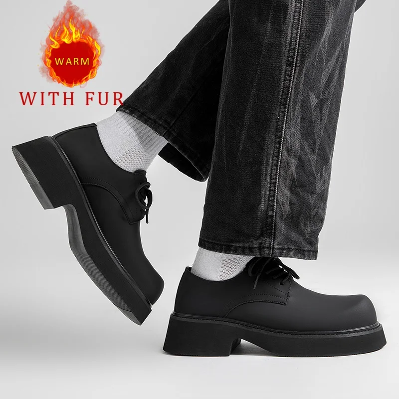

Men's thick soled shoes Minimalist high-quality autumn and winter Work Business 38-46 Daily Black plus size Derby Versatile