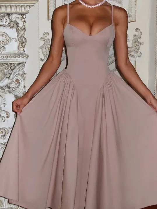 رغبة نقية Sle الخصر مقصوص حمالة مطوي ماكسي الدكتور بال ألف خط تنورة الشارع الشهير لا العلامة التجارية Svel الربيع #4