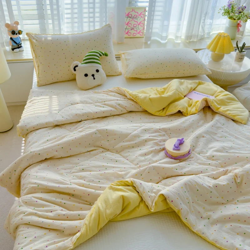 

Pure Cotton Summer Lightweight Air Conditioner Quilt Waable Floral d Single Person Dormi Blanket Breathable Skin-fr...