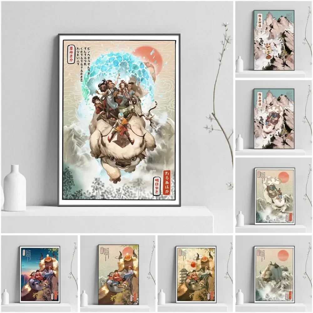 Avatar TheLastAirbender Ukiyo-e Style Manga Japanese Vintage Artwork Portrait Poster Anime Lover Gift Canvas Wall Art Room Decor