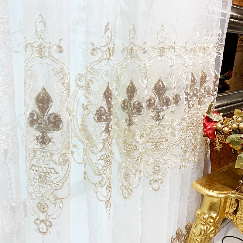 

Embroidery Gauze Curtains Living Room Balcony Bedroom Floating Window French American Fashion Customized